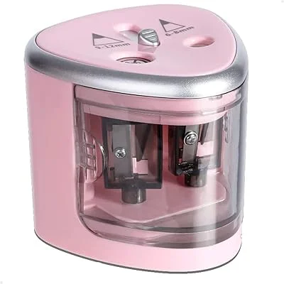 Apontador Elétrico Duplo Lorben a Pilha Lápis 6-8mm e 9-12mm Portátil (Rosa)
