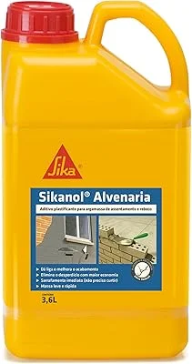 Sikanol Alvenaria, aditivo concentrado que proporciona liga e plasticidade às argamassas de reboco e assentamento, Marrom,...
