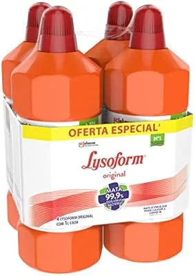 Lysoform Original, Limpeza Pesada para Toda a Casa, Desinfetante Líquido, Pack 4 Unidades de 1L