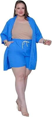 Anúncio patrocinado – Biquini Feminino Plus Size Conjunto Duas Peças Kimono e Short Saída De praia