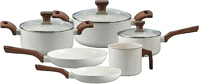 Mimo Style, Conjunto de 6 Panelas Pratic Cook Marmol Compatível com Fogão por Indução