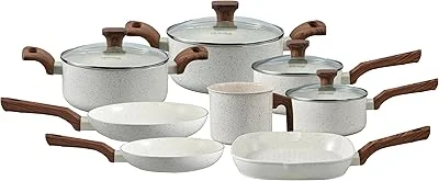 Mimo Style, Conjunto de 8 Panelas Pratic Cook Marmol Compatível com Fogão por Indução