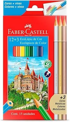 Anúncio patrocinado – Lápis De Cor, Faber-Castell, Sextavado, 12 Cores + 3 Metálicos, Modelo:120112+3MET, Cor: Multicor