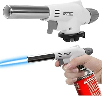 Anúncio patrocinado – Maçarico Portátil Branco para Cozinha Gourmet, 17cm, Recarregável a Gás, com Acendimento Automático ...