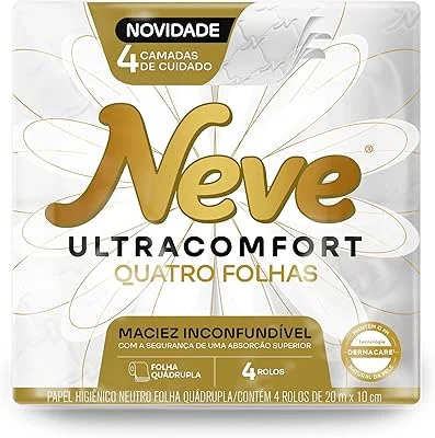 Anúncio patrocinado – Neve Papel Higiênico Ultracomfort, Folha Quádrupla, 20m, 4 rolos