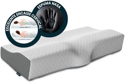 Travesseiro Cervical NASA - Coluna Relax - Suporte Ergonômico com Carvão Ativado e Elevação Lateral para Suporte Adicional