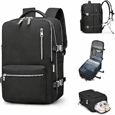 Romantic Crown Mochila de Viagem Expansivel Avião Grande Feminina,Mochila Executiva Masculina Impermeável Reforçada para Notebook,Casual Esportes Hiking Escola Presente (Preto)