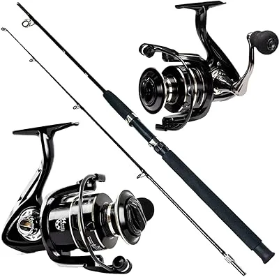 KIT DE PESCA PESCARIA PESADA MOLINETE 5000 15 ROLAMENTOS VARA MACIÇA 1.80M 40LB - 2 PARTES - PEIXES ATE 30KG - PEIXES DE C...