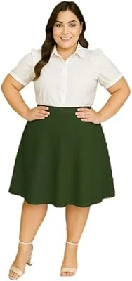 G ao G12 - YASMIM - Saia MIDI Rodada Malha Crepe Premium - Moda Evangélica Cristã Comportada PLUS SIZE