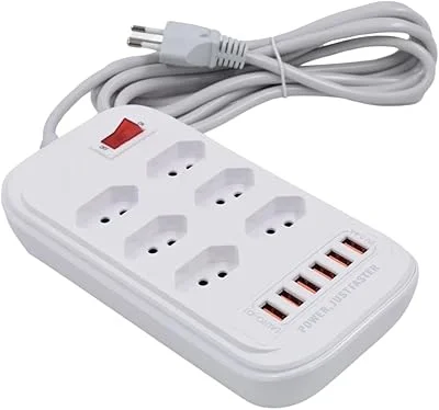 Anúncio patrocinado – Filtro de Linha Portatil Cobre Puro com 6 tomada 3 pinos 4 entrada usb e 2 entrada C, Tensão Nominal...