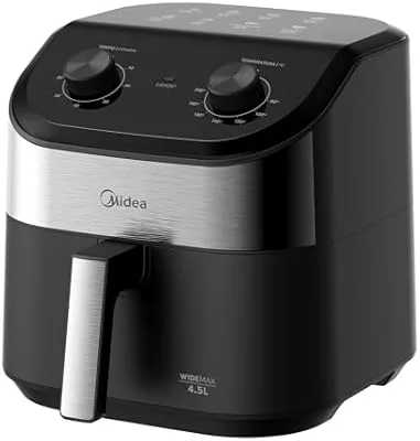 Fritadeira Midea Air Fryer 4,5L, design de dois botões, ampla faixa de temperatura de 80°C a 200°C, prato antiaderente para vegetais, 1550W, 110V, FWM45P1