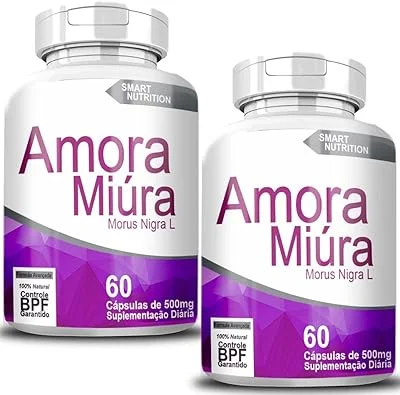 Amora Miura (Morus Nigra L), 120 Cápsulas de 500mg, Suplemento Natural para Menopausa, Retenção de Líquidos, Dores e Antio...