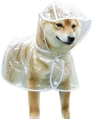 Roupas para Cães, Capa de Chuva Pet Impermeável Proteção Cachorro Grande Médio Pequeno Porte Passeio Chuva(Azul transparen...