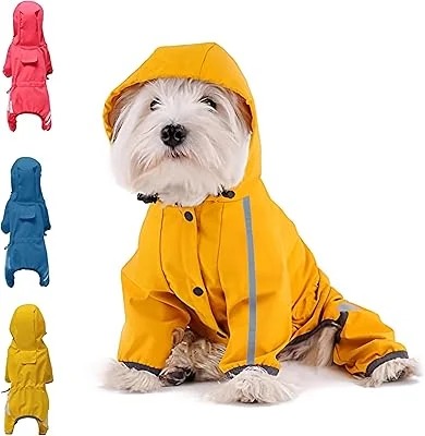 Mabawa Capa De Chuva Para Cachorro, Jaqueta Impermeável Com Capuz, Furo Guia, Alça Refletiva Cães Pequeno E Médio Porte, A...
