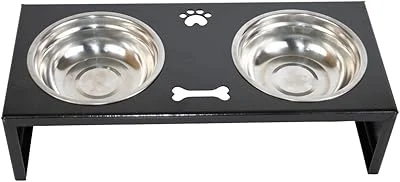 Comedouro P/Gato Cachorro Pet Elevado Duplo 2 Potes Metal