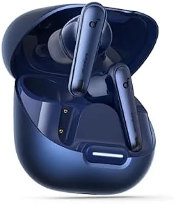 soundcore Liberty 4 NC da Anker, Fone de Ouvido Bluetooth Sem Fio, Redução de Ruído de 98,5%, Cancelamento Adaptativo para Ouvidos e Ambiente, Áudio Hi-Res, 50H de Bateria, Carregamento Sem Fio, Azul
