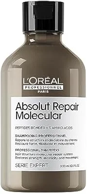 L’Oréal Professionnel Shampoo Absolut Repair Molecular, Repara Danos e Restaura Todos os Tipos de Cabelos Danificados, Sem Sulfato, SERIE EXPERT, 300ml