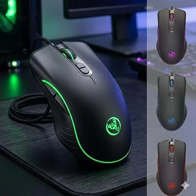 Mouse Gamer com Fio MU008, Iluminação RGB, Design Ergonômico, PretoMOUSE GAMER COM FIO KNUP MU008
