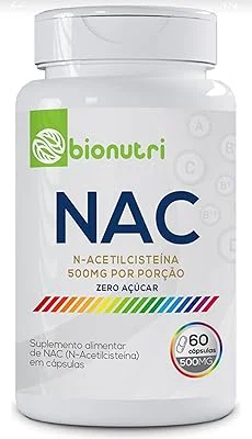 Nac N-Acetilcisteína - 60 cápsulas 500mg - Zero Açúcar - Bionutri