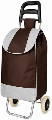 Carrinho De Compras Feira Dobravel com rodas mercado Reforçado Sacola (MARROM/CINZA)