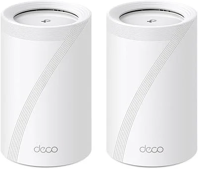 TP-Link Deco BE65 (2 un.) Sistema Mesh Wi-Fi 7 para casa toda Dual Band BE11000, 2 un. cobrem até 420 m², 200 dispositivos, 4 portas 2.5GB, instalação por app Deco, Mesh com IA, Controle Parental