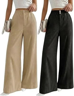 SMOWKLY Authentics Calça feminina elástica para lazer com bolsos, calças de cintura alta com cintura elástica, calças de p...