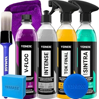Kit Limpeza Automotivo Shampoo V-Floc Cera Carnauba Tok Final Limpador Sintra Fast Renovador Plástico Intense Aplicador Vo...