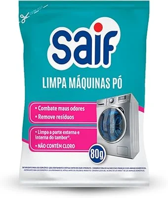 Limpa Máquinas De Lavar Em Pó Saif 80G, Higienizador De Máquina De Lavar Roupa, Azul Turquesa, Limpa As Partes Externa E I...