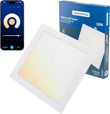 Tramontina Plafon Smart LED Quadrado de Embutir 18W Inteligente Wi-Fi + Bluetooth e função de geolocalização - Compatível com Alexa e Google Assistente