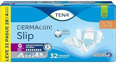 Tena Slip Dermacare Fralda Adulto G Leve 32 Pague 28 Unidades
