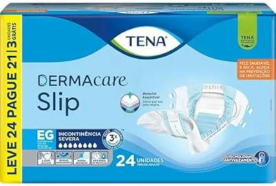 Tena Slip Dermacare Fralda Adulto EG Leve 24 Pague 21 Unidades