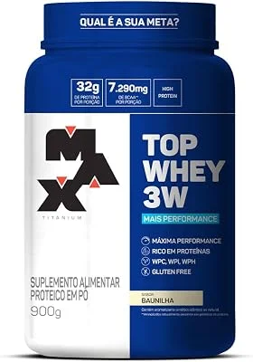 Top Whey 3W (900g) - Sabor Mais Performance - Baunilha, Max Titanium