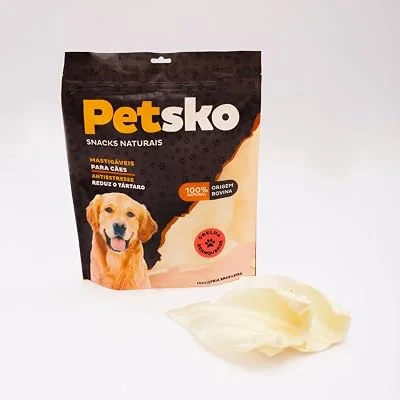 Petisco Orelha Bovina Branqueada PETSKO 100% Natural Para Cães - 4 unidades