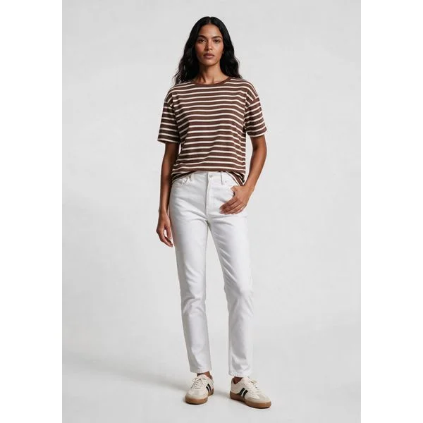 Camiseta Feminina Fio Tinto Listrada - Marrom por R$49,99 na Hering (44% OFF)