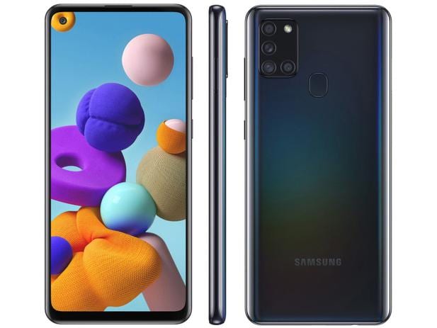 Smartphone Samsung Galaxy A21s 64GB Azul 4G – 4GB RAM 6,5” Câm. Quádrupla + Selfie 13MP