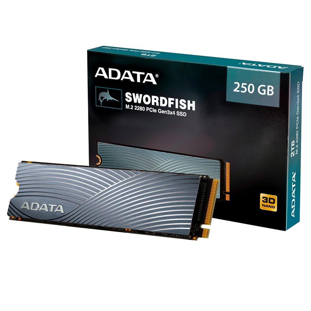 SSD Adata Swordfish, 250GB, M.2 PCIe, Leituras: 1800MB/s e Gravações: 900MB/s – ASWORDFISH-250G-C