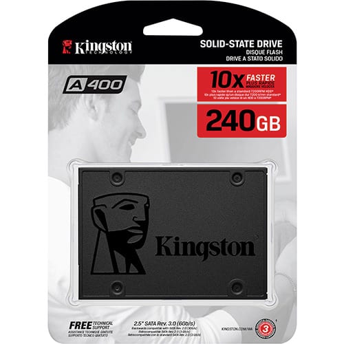 SSD Kingston A400 240GB – 500mb/s para Leitura e 350mb/s para Gravação – Sa400s37
