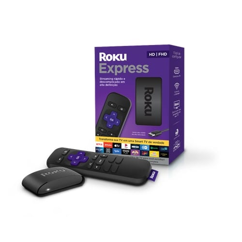Roku Express – Streaming Player Full HD com Controle Remoto e Cabo HDMI Incluídos