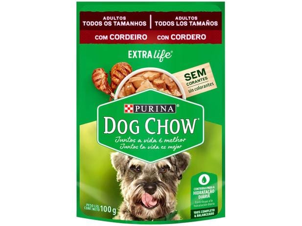 Ração Úmida para Cachorro Adulto Sachê – Dog Chow ExtraLife Cordeiro 100g