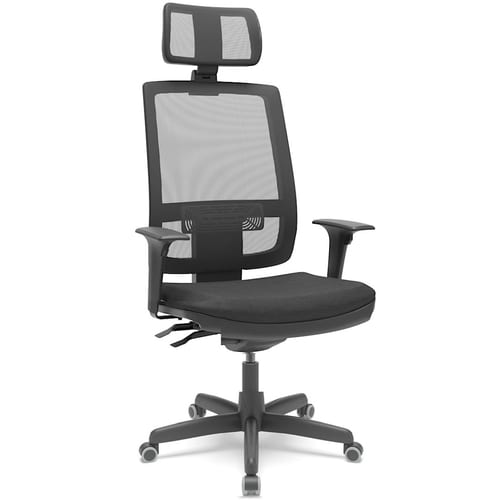 Cadeira Presidente Brizza Apoio Cabeça Braço 3D assento couro – Plaxmetal