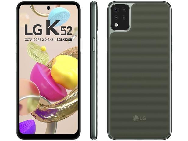 Smartphone LG K52 64GB Verde 4G Octa-Core 3GB RAM – Tela 6,59” Câm. Quádrupla + Selfie 8MP Dual Chip