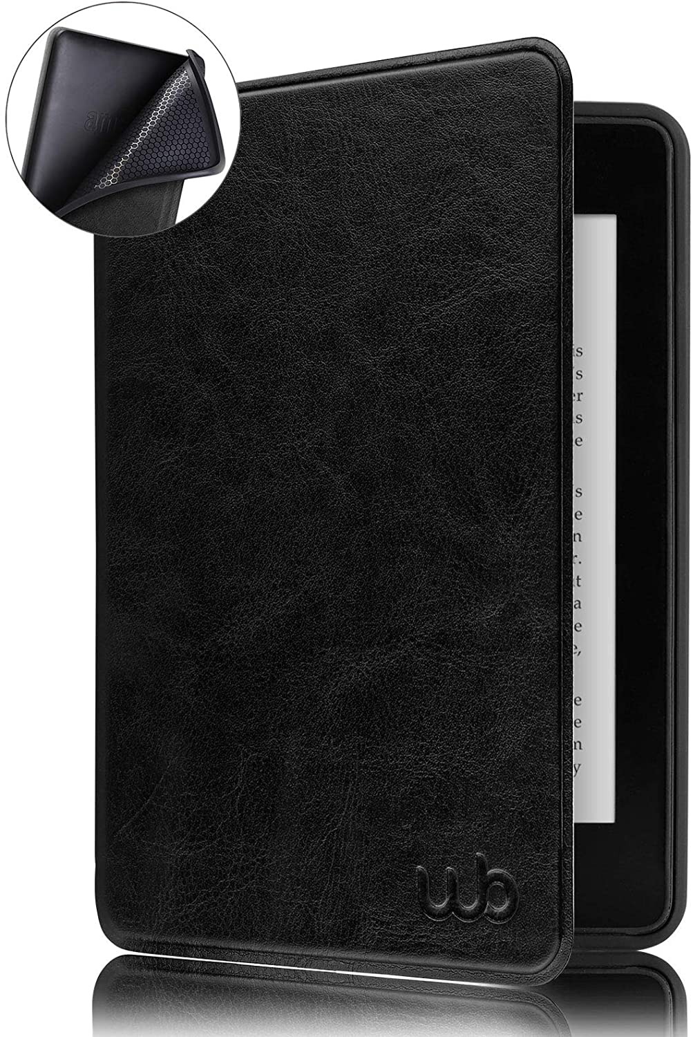 Capa Novo Kindle Paperwhite à Prova D’água WB® – Auto Hibernação Sensor Magnético Silicone Flexível Couro Premium Preta
