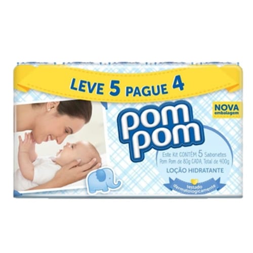 Kit Sabonete Infantil Pom Pom Hidratante 80g – 5 unidades