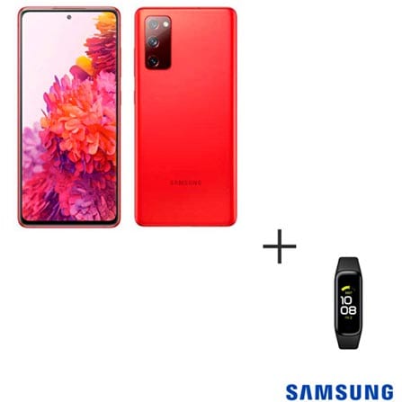 Samsung Galaxy S20 FE Vermelho, com Tela de 6,5, 4G, 128GB – SM-G780FZRJZTO + Galaxy Fit2 Preto com 1,1