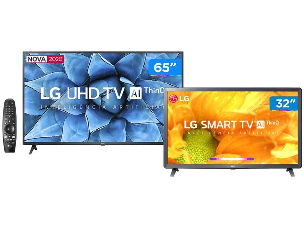 Combo Smart TV UHD 4K LED IPS 65” LG 65UN7310PSC – Wi-Fi + Smart TV HD LED 32” Wi-Fi Bluetooth