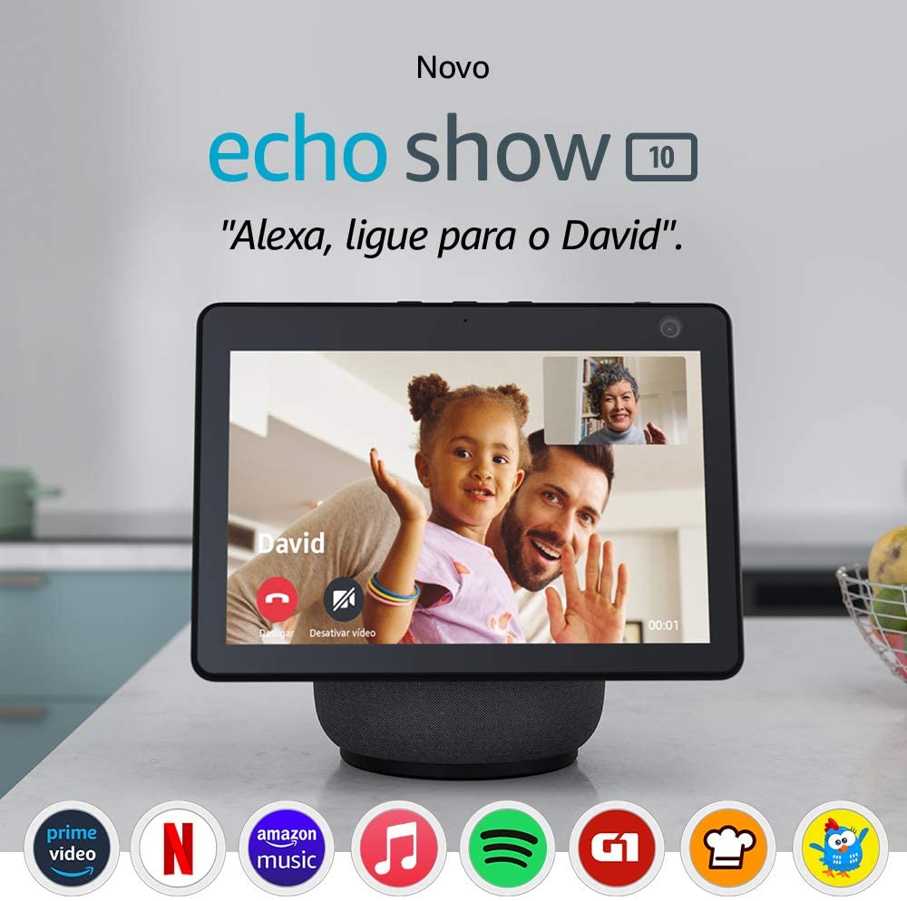 Novo Echo Show 10: Smart Display HD de 10,1″ com movimento e Alexa – cor Preta
