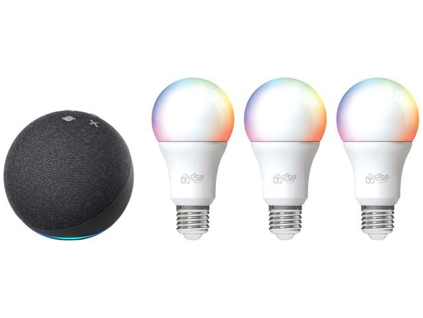 Echo Dot 4ª Geração Smart Speaker com Alexa – Amazon + Kit Lâmpadas Inteligentes 3 Unidades
