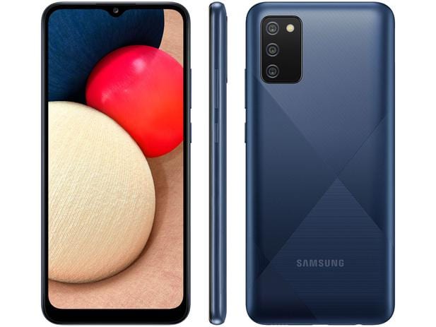 Smartphone Samsung Galaxy A02s 32GB Azul 4G – Octa-Core 3GB RAM 6,5” Câm. Tripla + Selfie 5MP