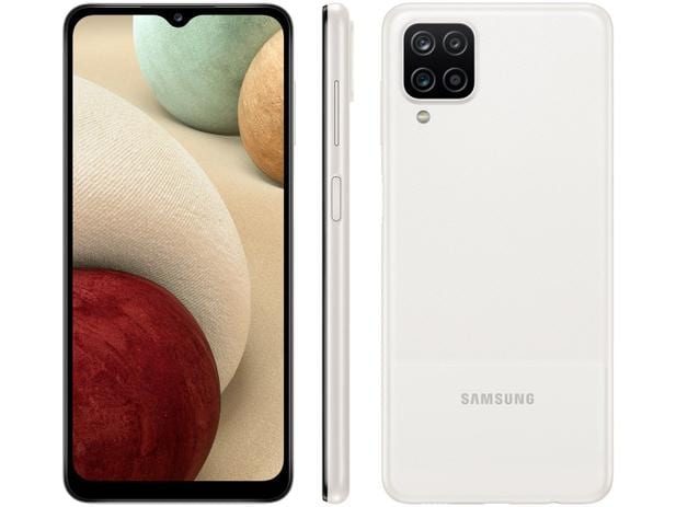 Smartphone Samsung Galaxy A12 64GB Branco 4G – Octa-Core 4GB RAM 6,5” Câm. Quádrupla + Selfie 8MP