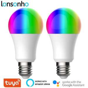 2 Lâmpadas LED Inteligentes Lonsonho Tuya E27 9W – rgb com Conexão WiFi